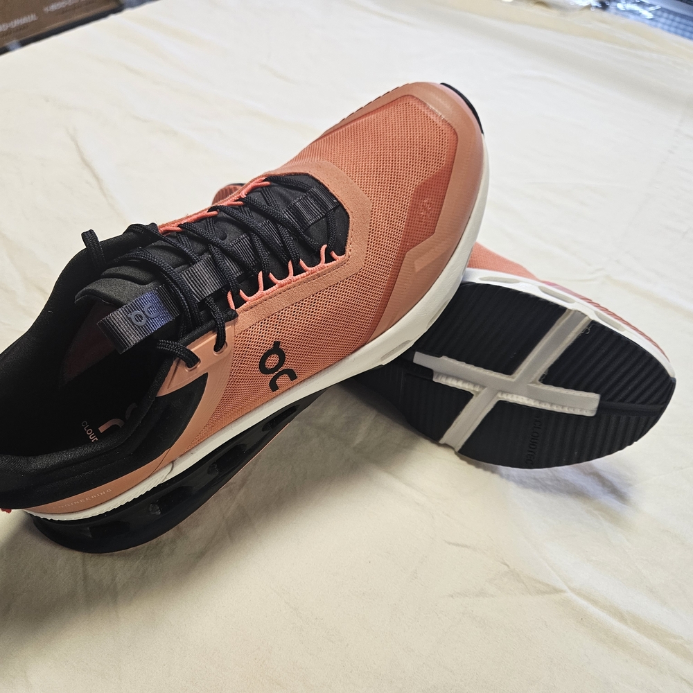 LIKE NEW- Mens, On CloudNova X, Coral and Black SZ. 12 - Picture 2 of 12
